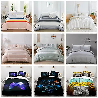 Soft Quilt Duvet Doona Cover Bedding Set Double Queen King All Size Pillowcases • $28.90