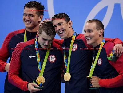 Olympics 2016 Photo 4x6 Michael Phelps Gold USA Team Men Swimming Team Rio • $8.48