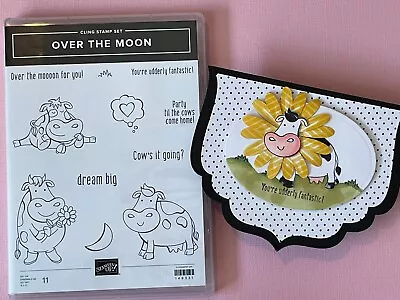 Stampin Up Over The Moon - Cow Rubber Stamps & Card • $25.95
