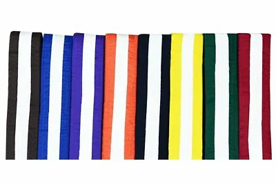 Cimac Colour Karate Belt White Stripe Adult Aikido Belt Karate Belt 240cm 280cm • £7.99