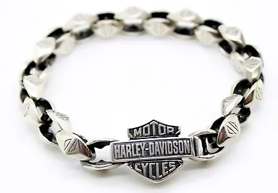 HARLEY DAVIDSON By THIERRY MARTINO CHAIN LINK MEN'S .925 SILVER PLATED BRACELET • $314.10