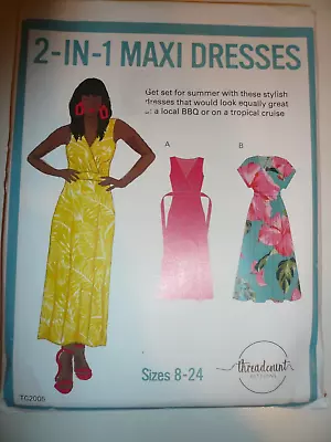New PATTERN 2 In 1 Wrap Dress SIZES 8-18/20/22/24 Maxi Threadcount UNCUT • £4.99