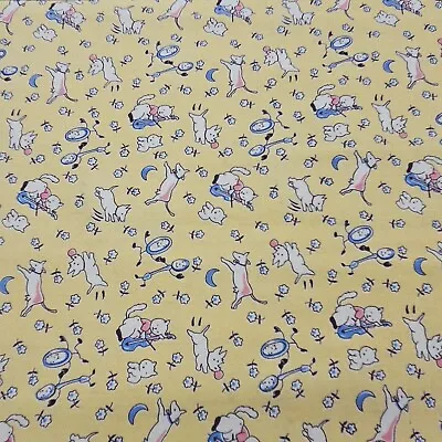 $12.50 • Buy Vintage 1930s Reproduction Fabric 7/8yd Maywood Studio Cats Dogs Yellow Cotton