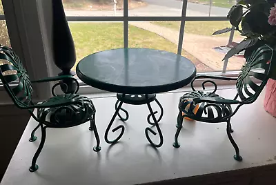 American Girl Doll Kits Patio Set Round Green Metal Table With 2 Chairs • $65