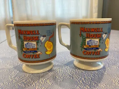 Vintage Pair Of Maxwell House Footed Coffee Cups/Mugs 1970's USA Made In Japan • $20
