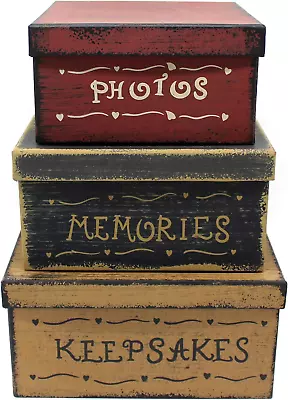 Vintage Memories Square Nesting Boxes - Set Of 3 • $46.99