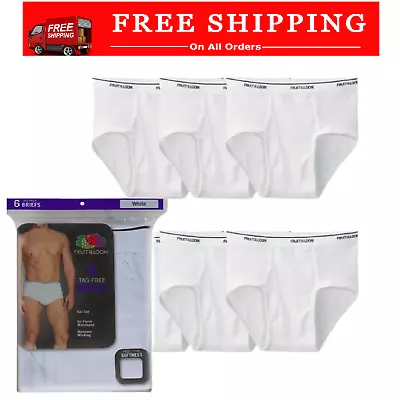 Fruit Of The Loom Men's White Briefs UnderWears 6 Pack Sizes S To 3XL • $15.85