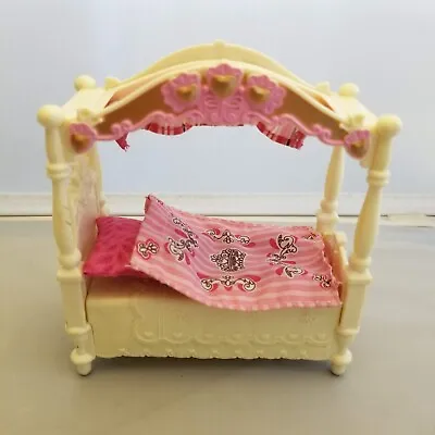 Pink Doll House Canopy Bed Loving Family Furniture Kid's Bedroom Fisher Price • $9.99