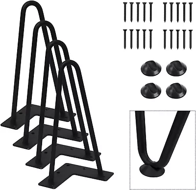 8” Black Hairpin Furniture Legs(4Pcs) | Heavy-Duty Hairpin Legs End Table Legs|  • $30.16