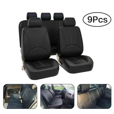 $25.78 • Buy Auto Car Seat Cover PU Leather Protector Front Rear Universal Full Set 9-Seat US