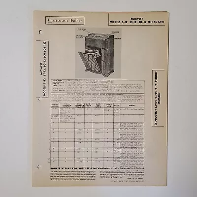 Sams Photofact Service Manual 21-23 Midwest Radio Models S-12 St-12 Sg-12 Sgt-12 • $4.99