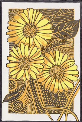 £3.25 • Buy Marigolds,  Hand Made Lino Print, Hand Printed, Cards.