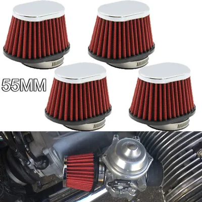 4Pcs Motorbike Motorcycle Air Filter Inlets Air Pod Cone Cleaner Re-usable 55mm • $43.69