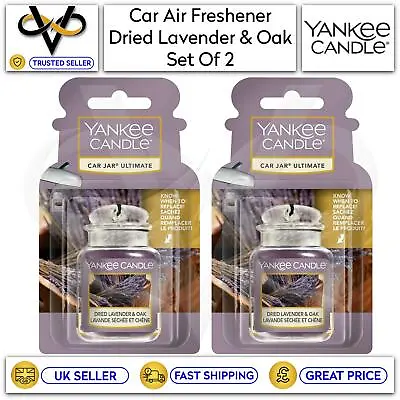 2 X Yankee Candle Car Jar Ultimate 3D Car Air Freshener Dried Lavender & Oak • £7.95