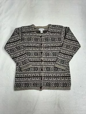 Croft & Barrow Fair Isle Wool Cardigan Grandma Sweater Women's Size Medium  • £19.29