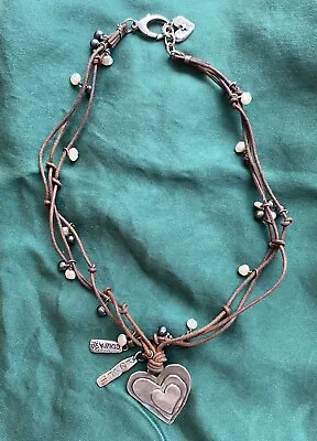 Jes Maharry OOAK Silver Leather And Pearl Necklace  Courage PEARL I LOVE YOU  • $365