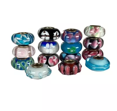 Lot Of 15 Silver & Gold Murano Art Glass Bead Charms Unique • $24