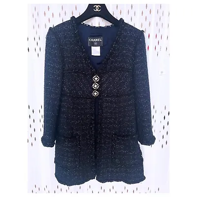 Chanel  07p Tweed  Gripoix Cc Logo Button Jacket Blazer Fr46 Us14 • £1766.93