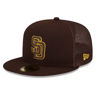 MLB San Diego Padres SD Mesh Batting 59FIFTY Men's Fitted New Era Hat Cap Brown • $34.99