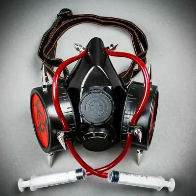 Halloween Hazard Gas Mask Cosplay W/ Syringe Steampunk Men Party Costume • $20.99