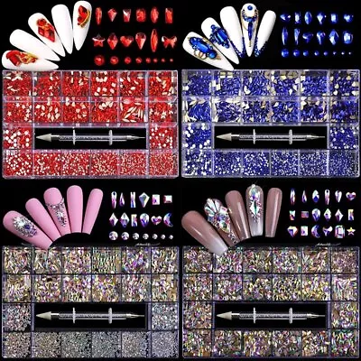 New Nail Art Rhinestones Kit Nail Charms Parts Crystal Nail Art Manicure Stones • $40.34