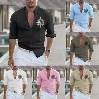 £14.40 • Buy High Quality Men's Stand Collar Shirt For Casual And Summer Beach Outfits