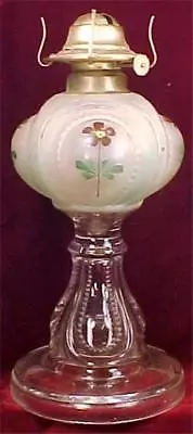 $139.99 • Buy Antique Glass Kerosene Lamp Zipper Loop Frosted Font Early American Pattern