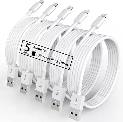 5-Pack Fast Charger Sync USB Cable For Apple IPhone 5 6 7 8 X XS XR 11 12 13 Pro • £5.99