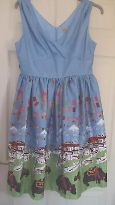 Lindy Hop Designer  Asian Buffalo Blue Dress Casual Party Prom Cruise Size 14 • £24.99