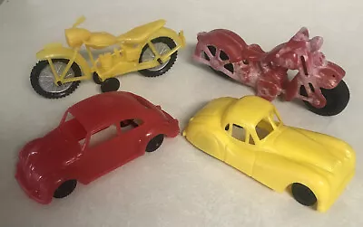 Lot Of 4 Vintage Processed Plastic Co Toy Etc Jaguar/VW Bug/Motorcycles • $24.99