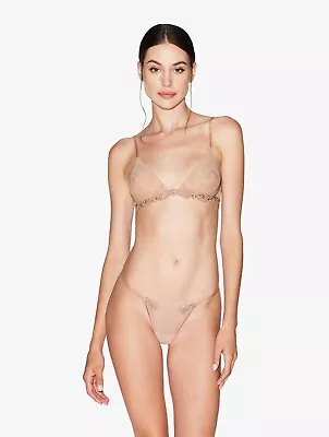 $320 New La Perla 2 Pc Set Maison Contouring Thong Triangle Bra Nude 36 C M • $135