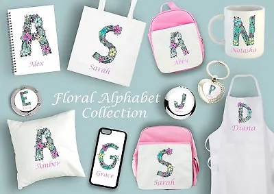  Personalised Gift Floral Initial Alphabet Letter Mug Bag Cushion  Gift For Her  • £4.99