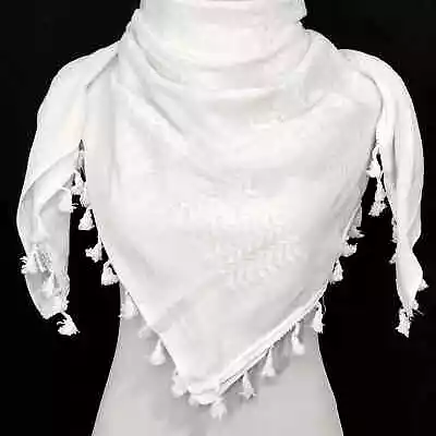 White Keffiyeh Arab & Palestine Style Arafat Scarf Hatta Made In India • $27.26