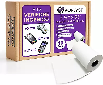 Vonlyst Thermal Paper Roll 2 1/4 X 55 For Verifone Vx520 Ingenico ICT220 ICT250  • $21.75