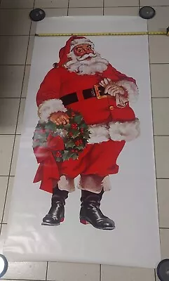 Vintage 3'×6' Santa Claus Paper Holiday Door Display  • $100