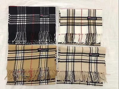 Men Women Unisex 100%CASHMERE Scarf Tartan Stripe Plaid Made In SCOTLAND • $7.79