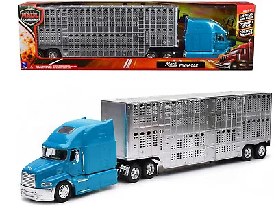 Mack Pinnacle Truck With Pot Belly Livestock Trailer Blue And Chrome  Long Haul • $68.99