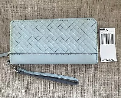 Vera Bradley Carryall RFID Accordion Wristlet Leather Dusty Blue • $30