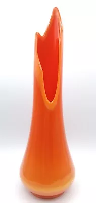 L.e. L E Smith Glass Bittersweet Swung Vase Smoothie Orange Fat Bottom 16.75   • $249.99