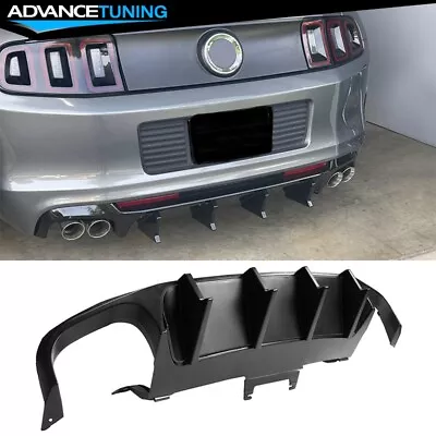 Fits 13-14 Ford Mustang GT500 Rear Bumper Diffuser Lip Matte Black PP W/ V4 Fin • $149.99