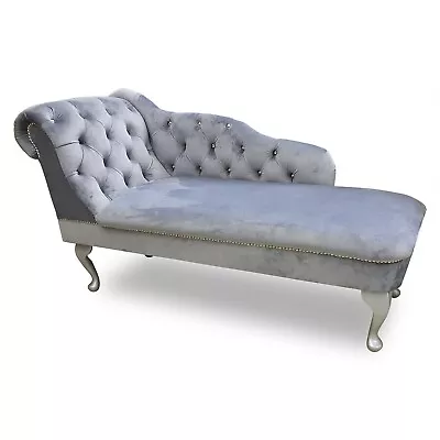 Chaise Longue Chesterfield Sofa Grey Handmade Accent Chair Regent Tufted Lounge • £209.99