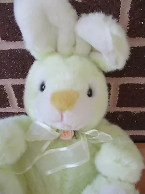 Vintage 2000 McCrory CommonWealth  Bunny Rabbit 10  Sit Lime Green/White Plush  • $12.75