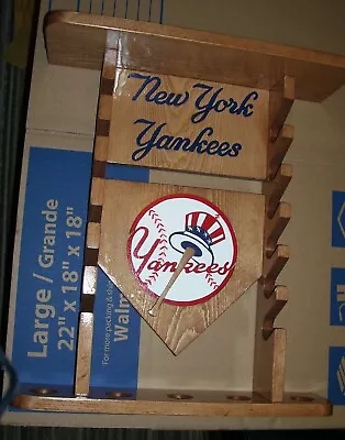 Mini Bats Yankees Display Rack For 6 Mini Bats 5 Balls E Stained Cherry • $109.95