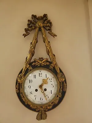 $2282.12 • Buy 19th Century Louis XVI Antique French Ormolu Wall Cartel Clock With Ribbon