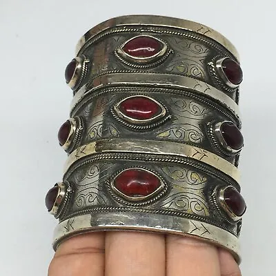 175g 3.2 X2.6  Turkmen Bracelet Cuff Old Vintage Gold-Gilded StatementTN694 • $120