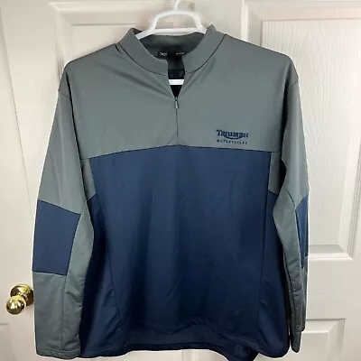 Men's Triumph Motorcycles 1/2 Zip Pullover Blue Gray Long Sleeve 2XL • $89.97