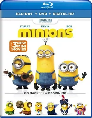 Minions (Blu-ray + DVD + Digital) W/ 3 Mini Movies - NEW !!! • $6.75