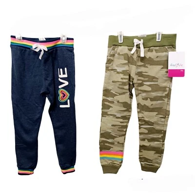 $12.99 • Buy Lot Of 2 Freestyle Revolution Girls Jogger Pants-4-Camo-Blue-Love-Rainbow