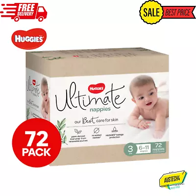 $49.69 • Buy New Huggies Nappies Ultimate Size 3 Crawler 6-11kg Nappies Jumbo 72pk 