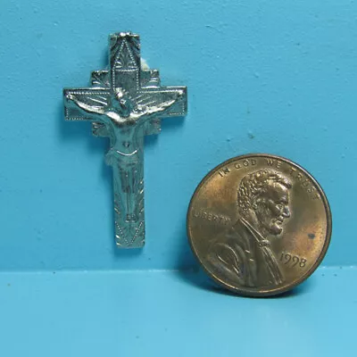 Dollhouse Miniature Metal Wall Hanging Religious Crucifix In Sliver MUL4516 • $2.24